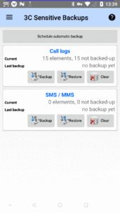3C Sensitive Backups 1.7.2 screenshot 1