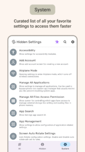 Settings: All Quick Access 1.6.8 screenshot 2