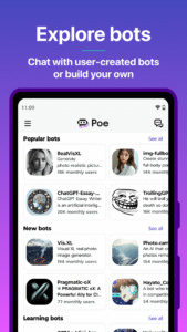 Poe - Fast AI Chat a2.60.6 (arm64-v8a + x86 + x86_64) (160-480dpi) (Android a3.23.6 screenshot 3